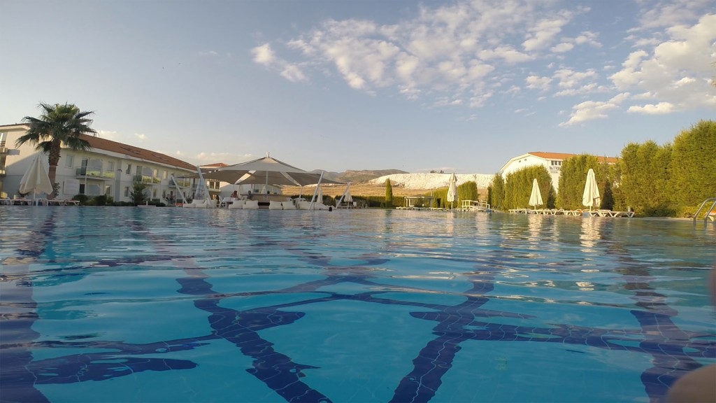 Taken from the pool at the Tripolis Hotel in Pamukkale.